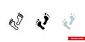 Foot step footprint icon of 3 types color, black and white, outline. Isolated vector sign symbol