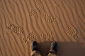 Foot steps in Empty Quarter Desert Royalty Free Stock Photo