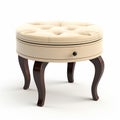 Modern Leather Upholstered Round Stool With Romantic Charm