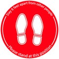 Foot Symbol Marking the standing position, the floor as markers for people to stand 6 feet apart