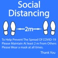 Foot Symbol Marking To help Prevent the spread of covid19 please maintain at least 2 m from others