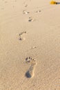 Foot tracks on sand, Boracay Island, Philippines