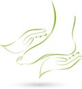 Foot and two hands, massage and foot care logo