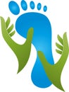 Foot and two hands, foot care and massage logo