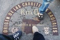 Foot on the zero kilometer Madrid, Spain Royalty Free Stock Photo