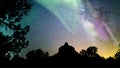 Aurora Solar Storm Sedona Bell Rock Milky Way Galaxy Time Lapse Dolly and Pan Southwest USA Simulated Geomagnetic Storm