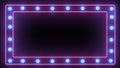 Footage. Double frame with bulbs. Made in neon glowing blue pink and color.