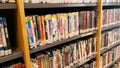 Footage of library area with DVDs and bluerays