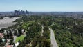 Los Angeles Angeles Point Road Aerial Shot Forward Tilt Up Elysian Park in California USA