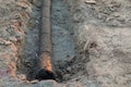 Footbal corrugate drainage pipe constuction Royalty Free Stock Photo