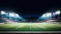 A Football Arena Aglow in Bright Lights. Generative AI Royalty Free Stock Photo