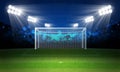 Football arena field with bright stadium a lights Royalty Free Stock Photo