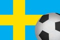 Football ball against flag of Sweden Royalty Free Stock Photo