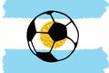 Football ball and Argentina flag hand drawn simple illustration, soccer ball on flag. Football World cup, Fifa Championship Royalty Free Stock Photo