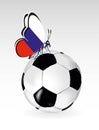 Football ball background with butterfly and flag of Russia