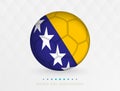 Football ball with Bosnia and Herzegovina flag pattern, soccer ball with flag of Bosnia and Herzegovina national team Royalty Free Stock Photo