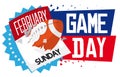 Football Ball going through Calendar Promoting the Super Game Day, Vector Illustration