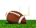 Football Ball on Grass with Goal Post Royalty Free Stock Photo