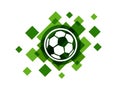 Football ball on green abstract background vector icon