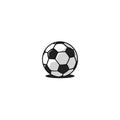 Football ball logo, traditional design black and white truncated icosahedron pattern, isolated on white background. 32-panel