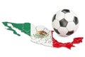 Football ball with map of Mexico concept, 3D rendering