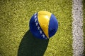 Football ball with the national flag of bosnia and herzegovina lies on the field Royalty Free Stock Photo