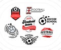 Football Banners, Icons or Badges Set, Soccer Balls Creative Design Elements with Typography Isolated Royalty Free Stock Photo