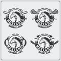 Football, baseball, lacrosse and hockey logos and labels. Sport club emblems with horse. Royalty Free Stock Photo