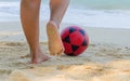 football on beach for Soccer sport Royalty Free Stock Photo