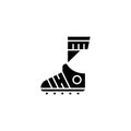 Football boots black icon concept. Football boots flat vector symbol, sign, illustration. Royalty Free Stock Photo