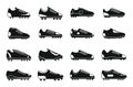 Football boots icons set simple vector. Soccer boot