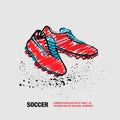 Football Boots on a White background. Vector Outline of Soccer Boots with scribble doodles