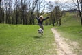 Football boy ball kick game park jump game
