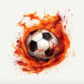 football burnt with fire on white background generative AI Royalty Free Stock Photo