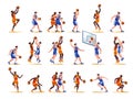 Basketball Set Collection Flat cartoon icons on isolated white background Royalty Free Stock Photo