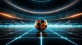 Football in the center of a futuristic stadium generative AI