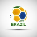 Abstract soccer ball with Brazilian national flag colors Royalty Free Stock Photo