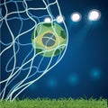 Football championship banner. Flag of Brazil. Vector illustration of abstract soccer ball with Brazilian national flag Royalty Free Stock Photo