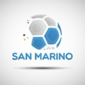 Abstract soccer ball with San Marino national flag colors