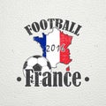 Football Championship of France. Soccer time. Detailed elements. Old retro vintage grunge. Scratched, damaged, dirty Royalty Free Stock Photo