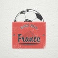 Football Championship of France. Soccer time. Detailed elements. Old retro vintage grunge. Scratched, damaged, dirty Royalty Free Stock Photo