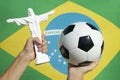 Football and Christ Corcovado Statue Brazilian Flag