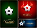 Soccer Christmas Greeting Card - Soccer Balls set - Sport Background - Merry Christmas Happy New Year Royalty Free Stock Photo