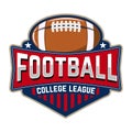 Football college league. Emblem template with football ball. Rug