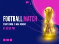 Football Competition Flyer or Poster Template with Realistic Golden Football Cup, and Match Day Details. Pink and Blue Royalty Free Stock Photo