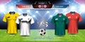 Football cup 2018 team group F for sport tournament in Russian, Soccer jersey mock-up