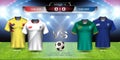 Football cup 2018 team group H for sport tournament in Russian, Soccer jersey mock-up