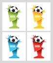Football. Dialogue banner on a sports theme. Speech bubble for award in form of pedestal for a soccer ball