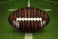 2019 Football Draft Embossed onto a Football positioned on the 50 yard Line - 3D Illustration