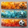 Football Event Banner Header Ad Template Design Set